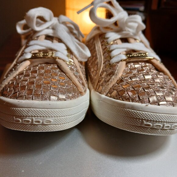 BEBE SPORT Two Tone Gold Metallic Sneakers 7M - EUC - Picture 10 of 14